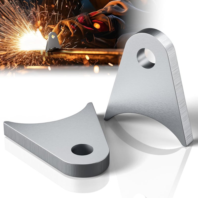 Dabolang 2 Pcs Weld on Tabs with 1/2" Holes,Steel Gussets Weld On,Universal Weld on Shock Mount,Weld on Lights Tabs,Weld on Tabs Axle Bracket,Radius Chassis Weld Tabs for Weld On- 1/5" Thick - Image 1